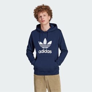 Adidas Classics Trefoil hoodie Sweater sweatshirt boys size Large 10/ 12 navy